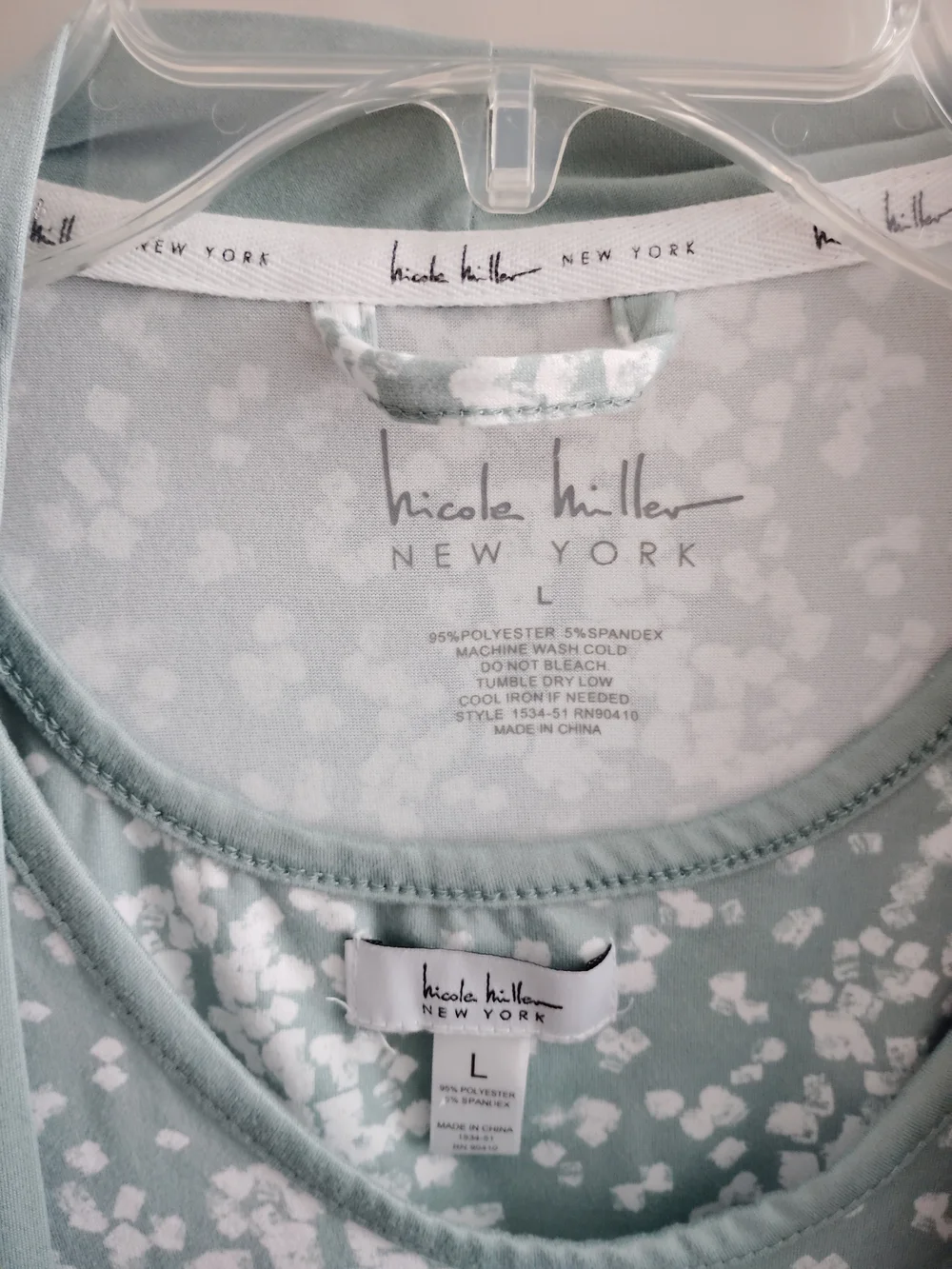 Nicole Miller Light Blue Floral Speckle 3-Piece Pajama Set